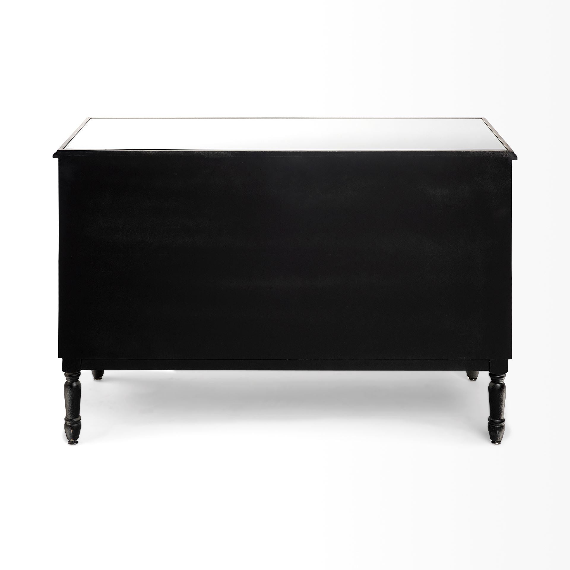 Grey Solid Wood Sideboard With 3 Mirrored Glass Lined Doors