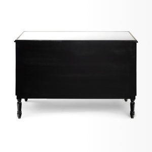 Grey Solid Wood Sideboard With 3 Mirrored Glass Lined Doors