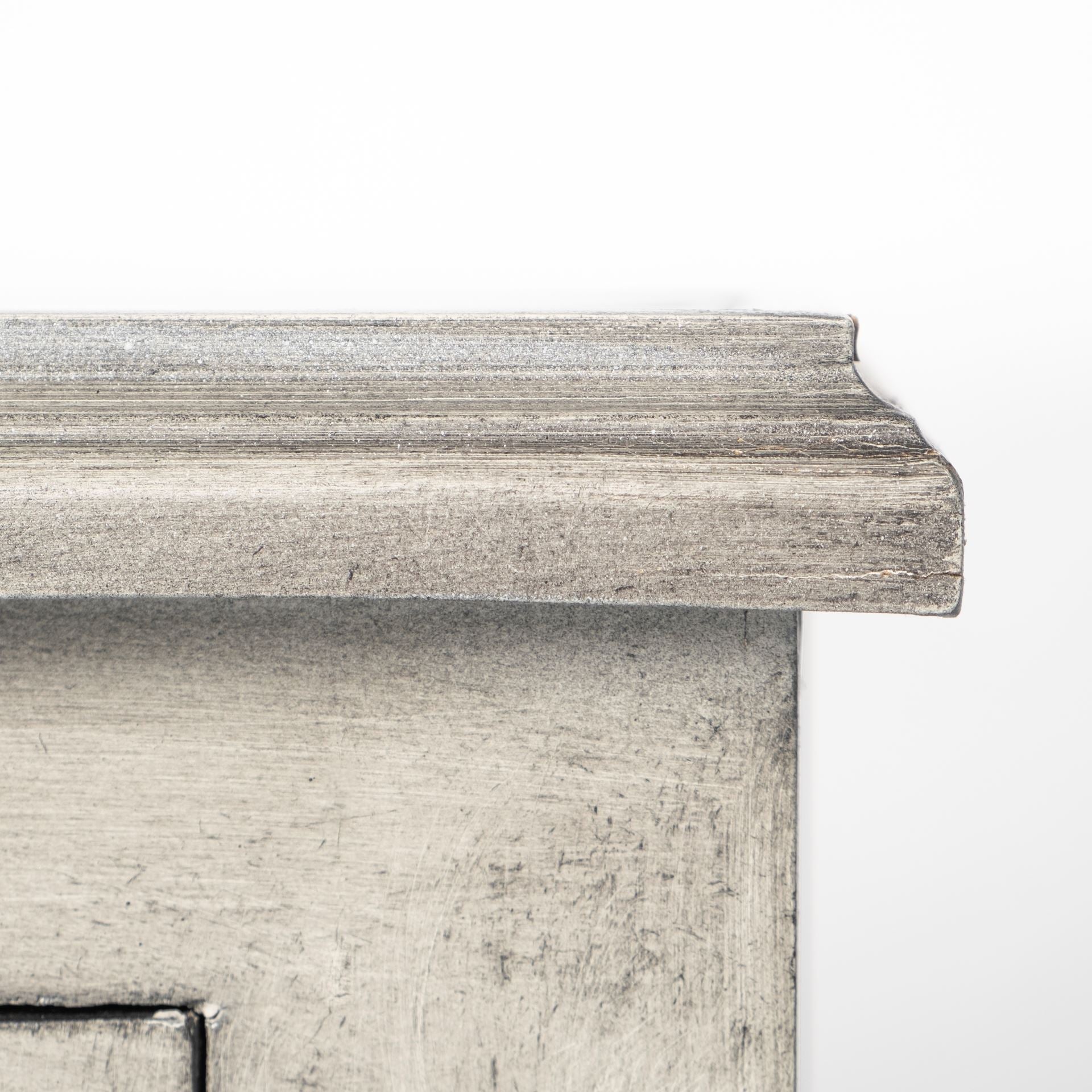 Grey Solid Wood Sideboard With 3 Mirrored Glass Lined Doors