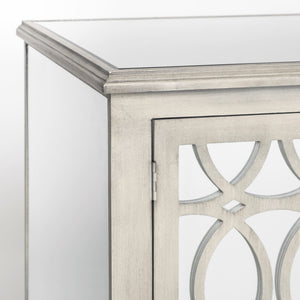 Grey Solid Wood Sideboard With 3 Mirrored Glass Lined Doors