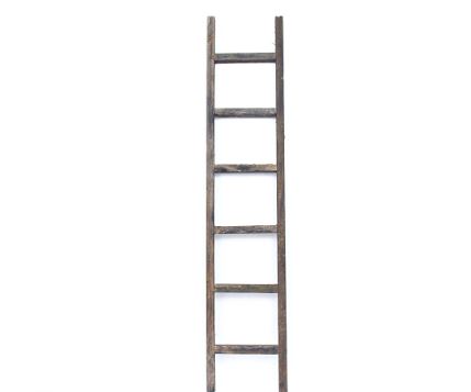 6 Step Rustic Smoky Black Wood Ladder Shelf