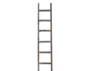 6 Step Rustic Smoky Black Wood Ladder Shelf