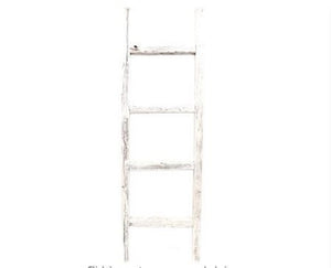 4 Step Rustic White Wood Ladder Shelf
