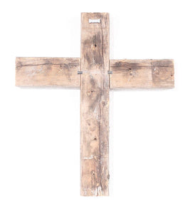 Rustic Weathered Grey Reclaimed Wood Cross Decoration