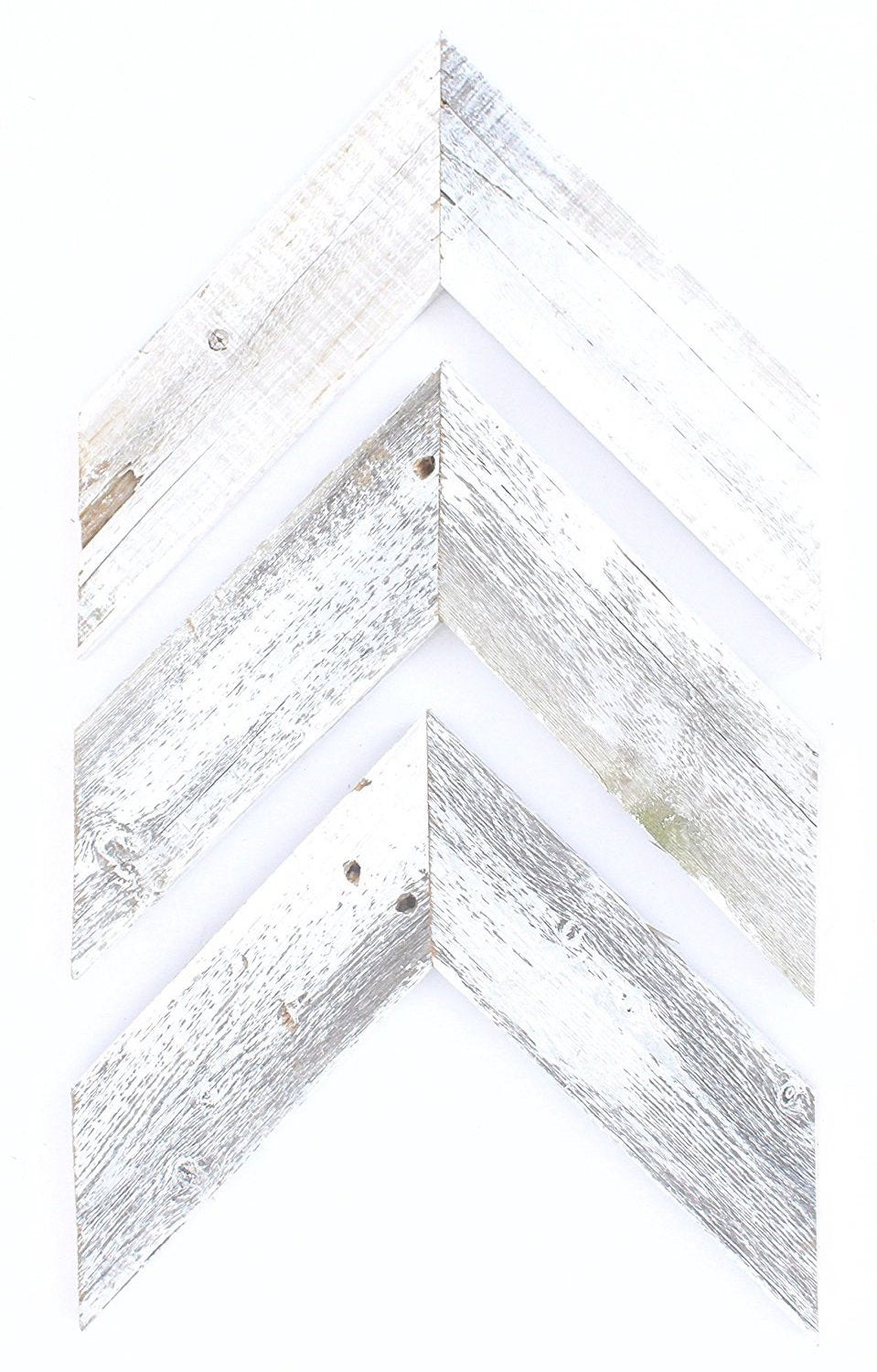 Set of 3 White Wash Reclaimed Wood Chevron Arrow