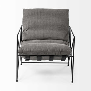 Grey Fabric Wrap Accent Chair with Black Metal Frame