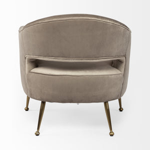 Taupe Velvet Wrap Brass Accent Chair with Metal Base