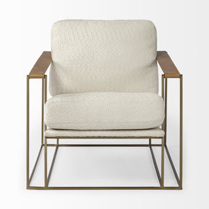 Cream Fabric Wrap Gold Accent Chair with Metal Frame