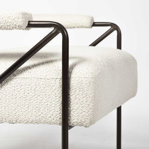 Off White Fabric Wrap Accent Chair with Metal Frame