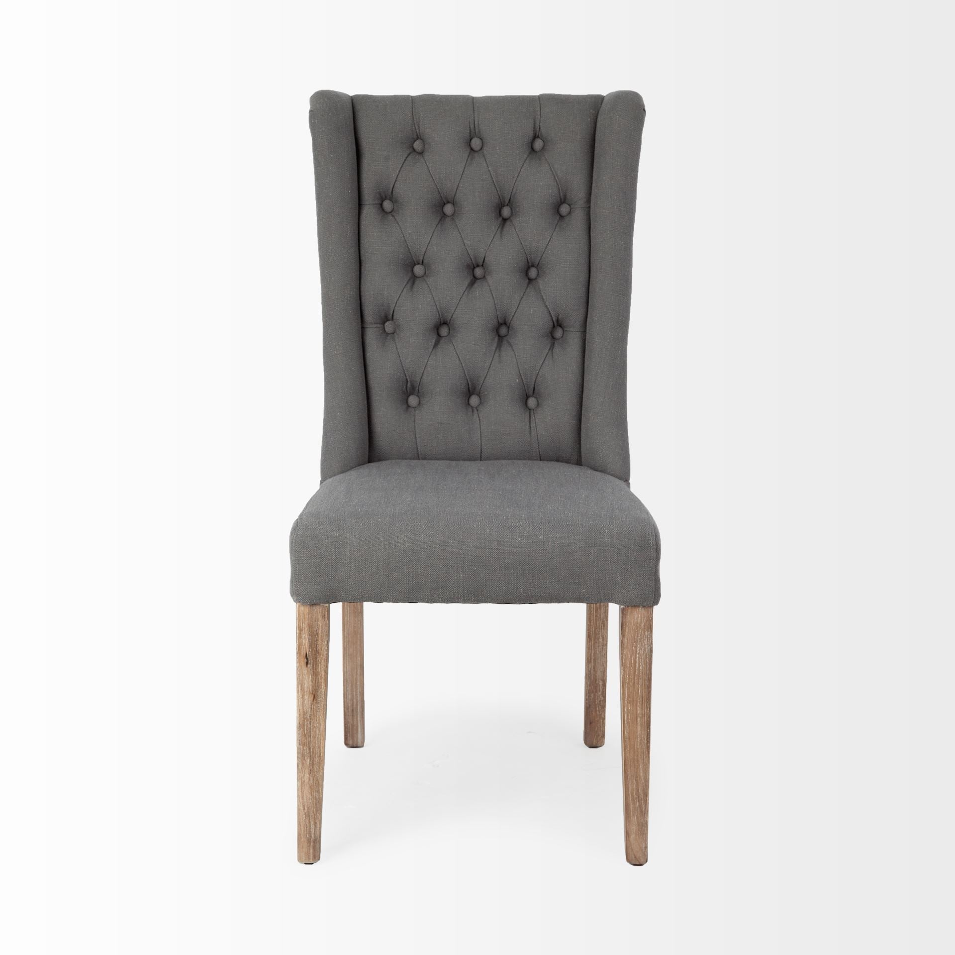 Gray Plush Linen Covering with Ash Solid Wood Base Dining Chair