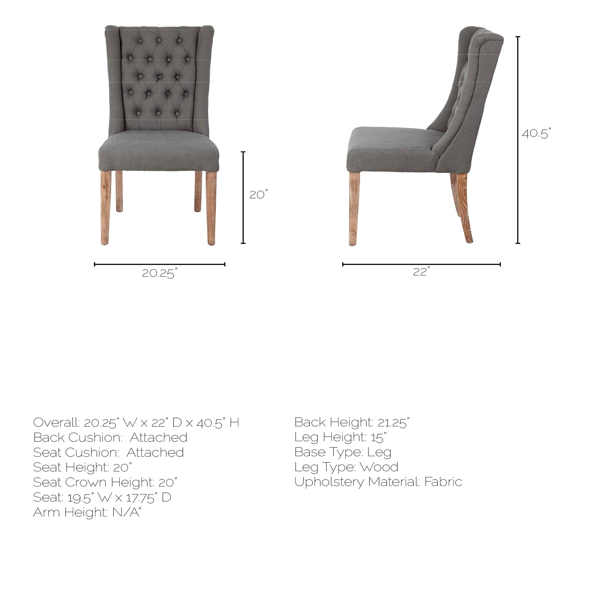 Gray Plush Linen Covering with Ash Solid Wood Base Dining Chair