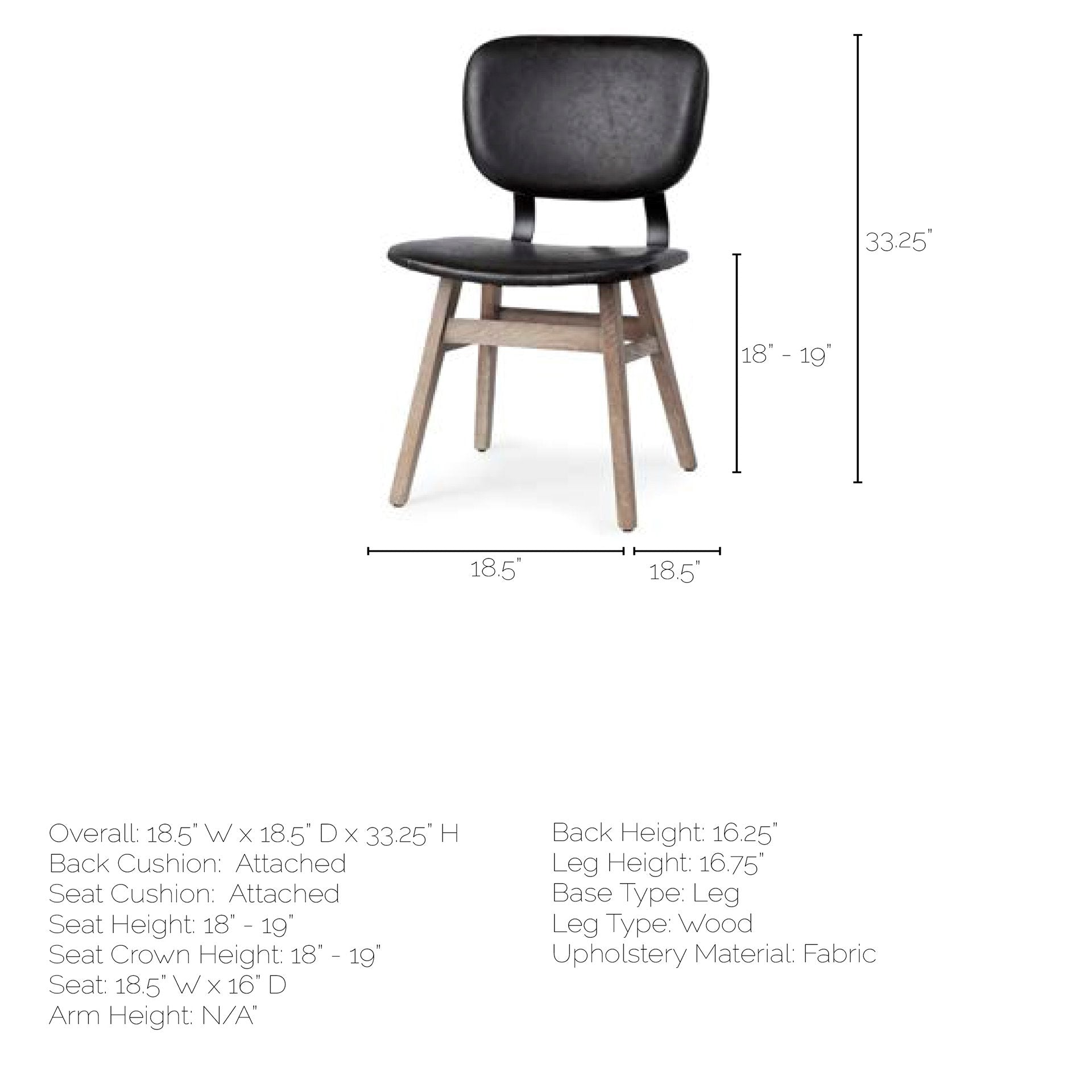 Black Faux Leather Wrap Brown Solid Wood with Iron Base Dining Chair