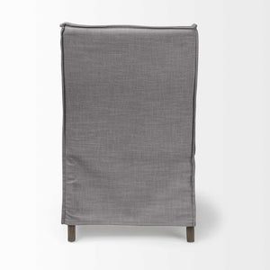 Grey Fabric Slip Cover with Brown Wooden Base Dining Chair