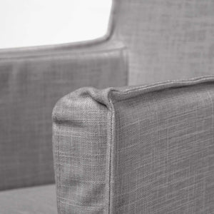 Grey Fabric Slip Cover with Brown Wooden Base Dining Chair