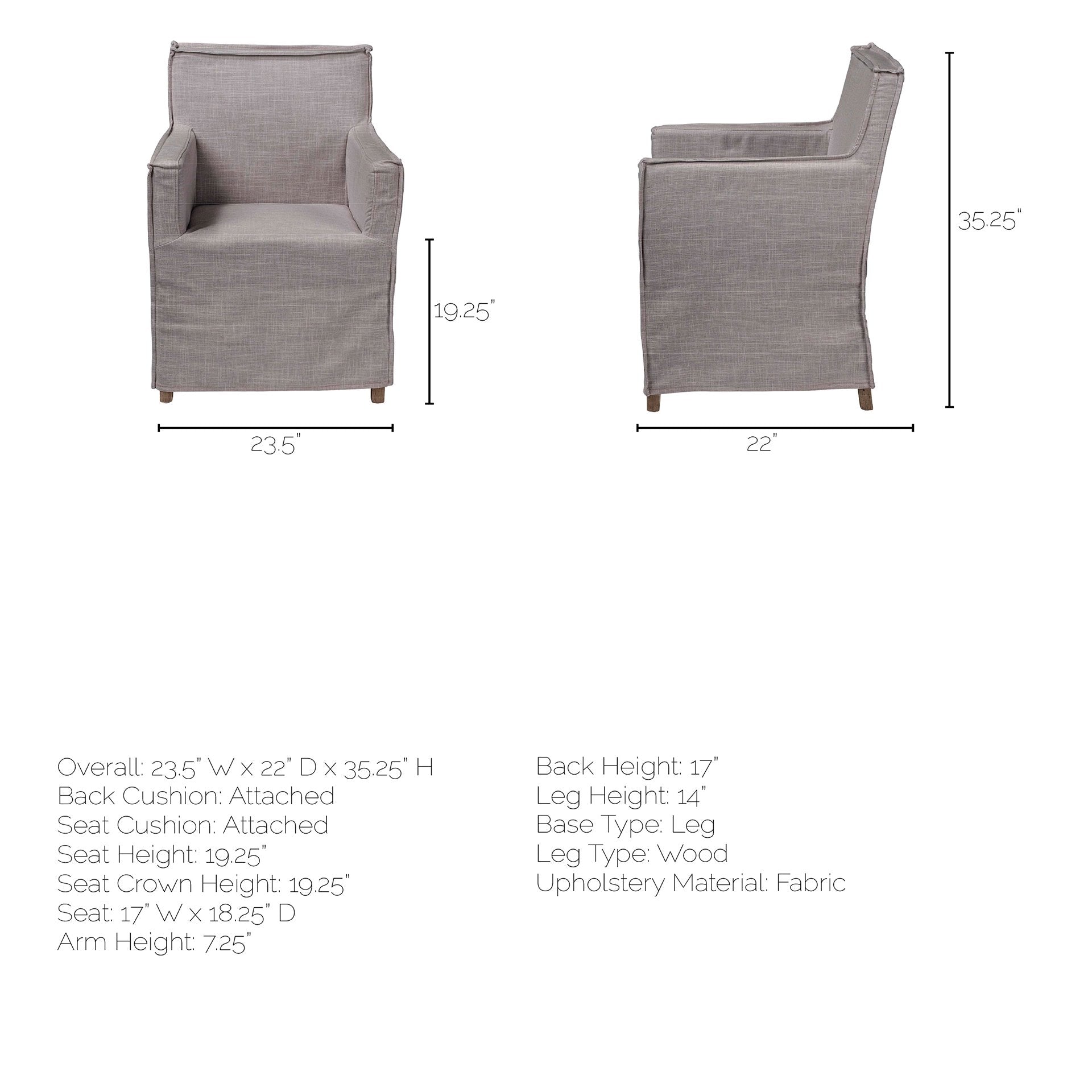 Grey Fabric Slip Cover with Brown Wooden Base Dining Chair