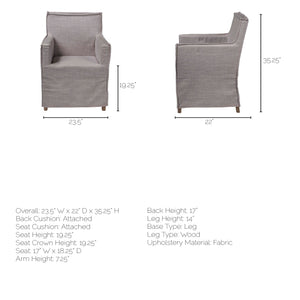 Grey Fabric Slip Cover with Brown Wooden Base Dining Chair