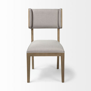 Grey Fabric Wrap with Brown Wooden Base Dining Chair