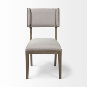Grey Fabric Seat with Brown Wood Frame Dining Chair