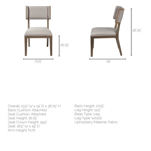 Grey Fabric Seat with Brown Wood Frame Dining Chair