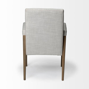 Cream Fabric Wrap with Brown Wood Frame Dining Chair