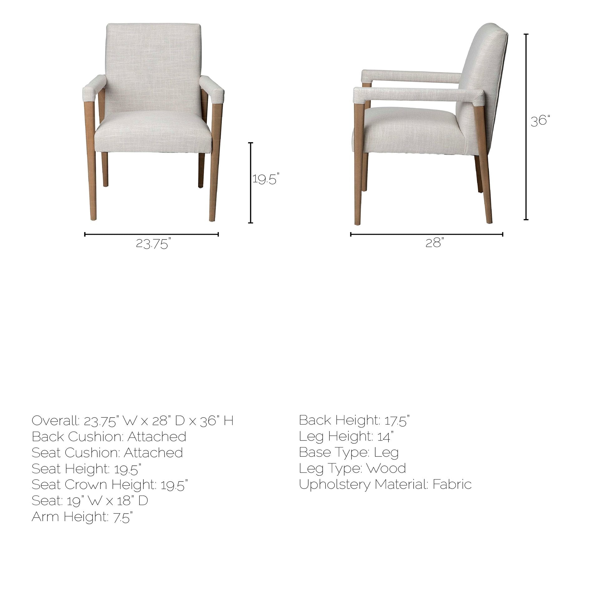 Cream Fabric Wrap with Brown Wood Frame Dining Chair