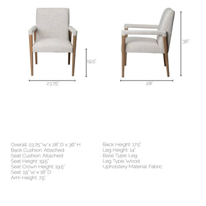 Cream Fabric Wrap with Brown Wood Frame Dining Chair