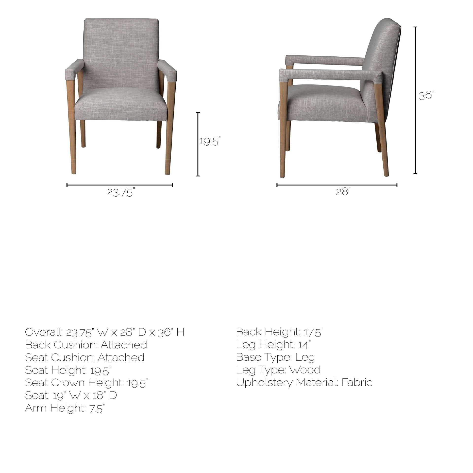 Grey Fabric Wrap with Brown Wooden Frame Dining Chair
