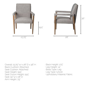 Grey Fabric Wrap with Brown Wooden Frame Dining Chair