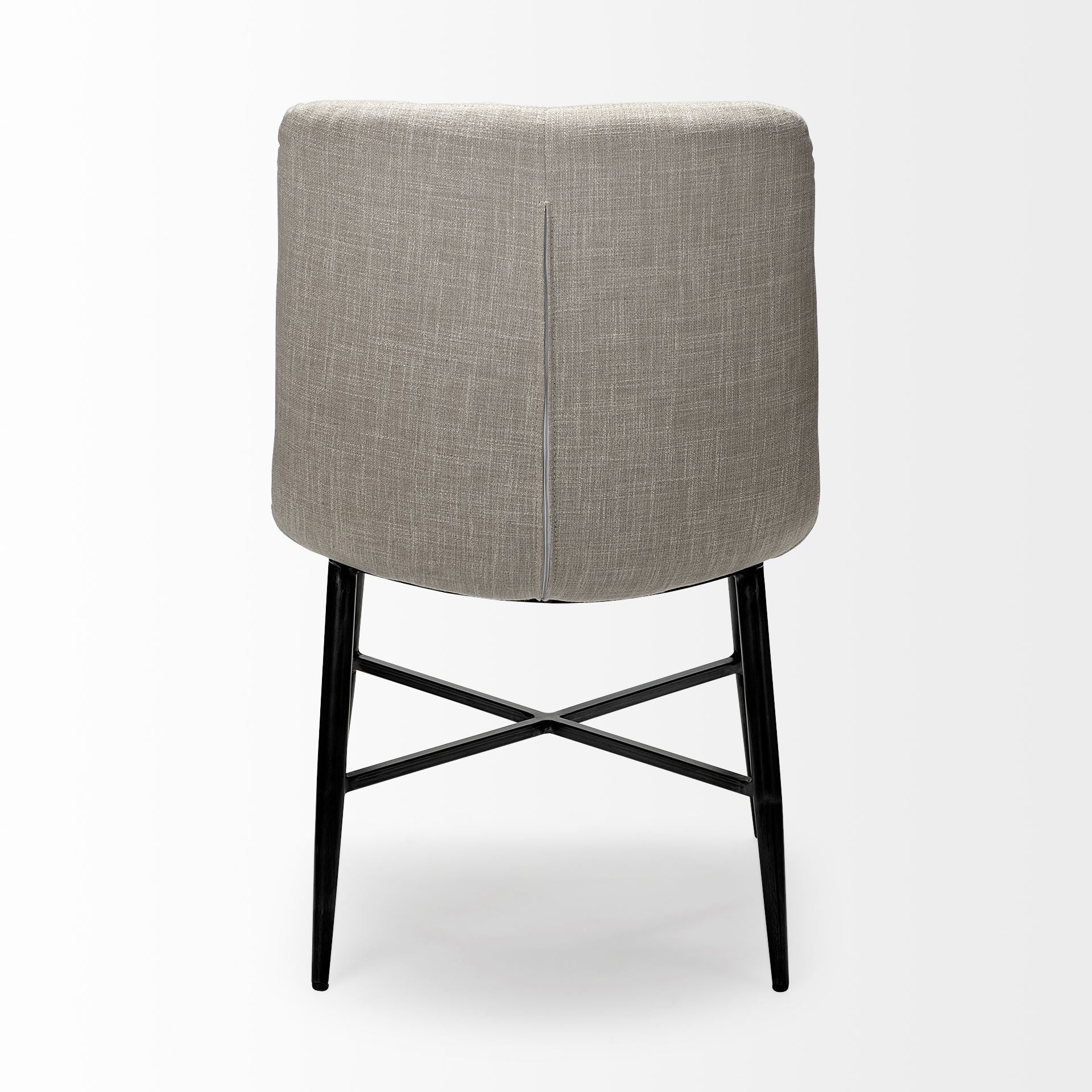 Cream Fabric Wrap with Black Metal Frame Dining Chair