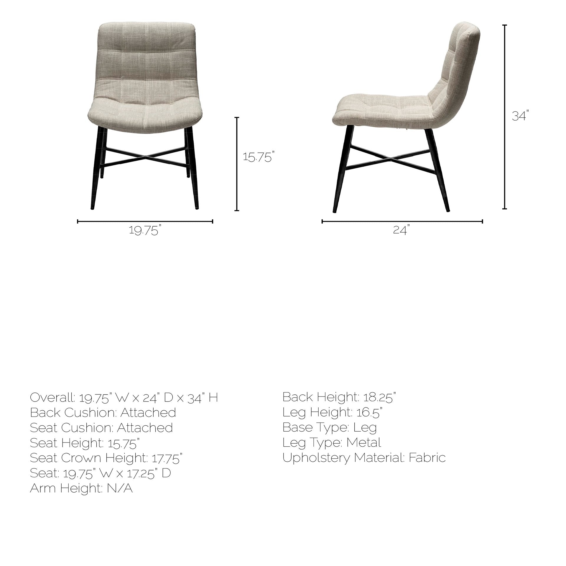 Cream Fabric Wrap with Black Metal Frame Dining Chair