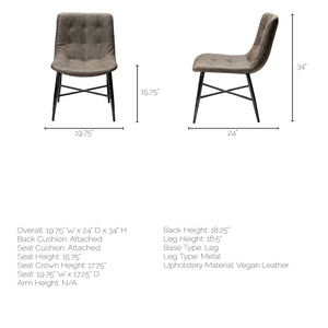 Brown Faux Leather Seat with Black Metal Frame Dining Chair