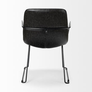 Black Faux Leather with Seat Black Iron Frame Dining Chair