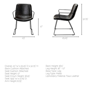 Black Faux Leather with Seat Black Iron Frame Dining Chair