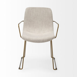 Cream Fabric Wrap with Gold Metal Frame Dining Chair
