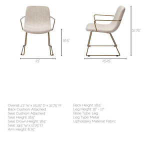 Cream Fabric Wrap with Gold Metal Frame Dining Chair