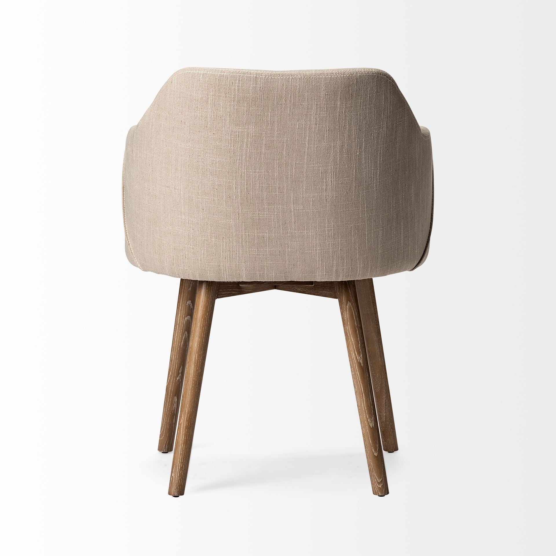 Cream Fabric Wrap with Brown Wooden Base Dining Chair