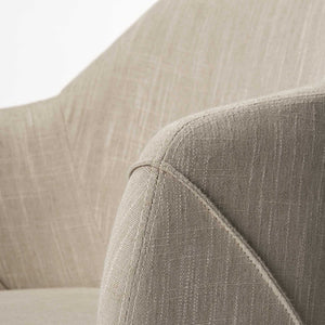 Cream Fabric Wrap with Brown Wooden Base Dining Chair
