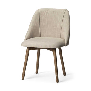 Cream Fabric Wrap with Brown Wooden Base Dining Chair