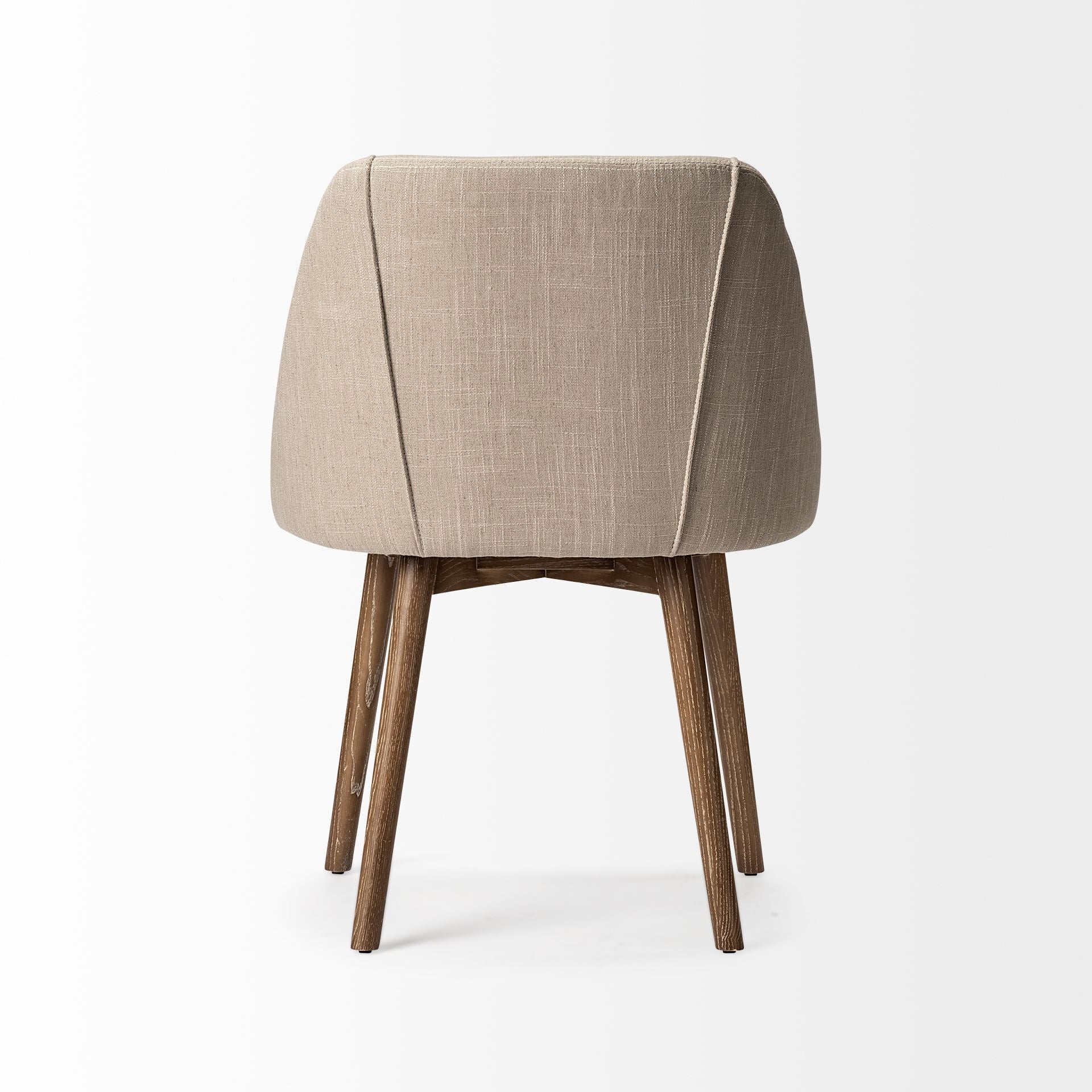 Cream Fabric Wrap with Brown Wooden Base Dining Chair