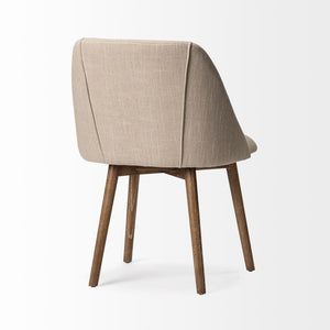 Cream Fabric Wrap with Brown Wooden Base Dining Chair