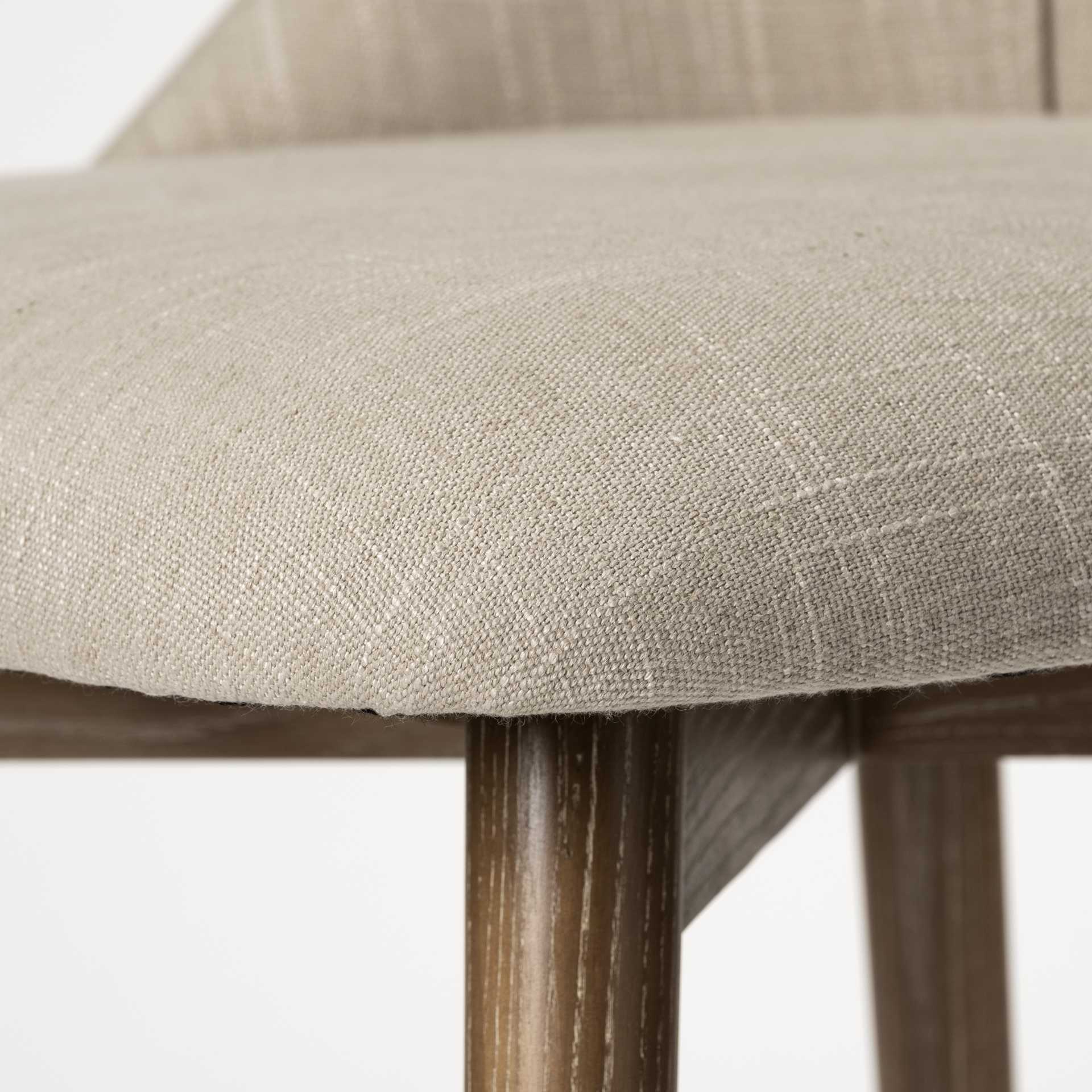 Cream Fabric Wrap with Brown Wooden Base Dining Chair