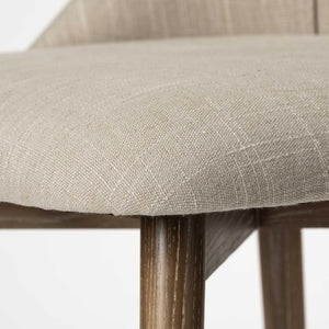 Cream Fabric Wrap with Brown Wooden Base Dining Chair