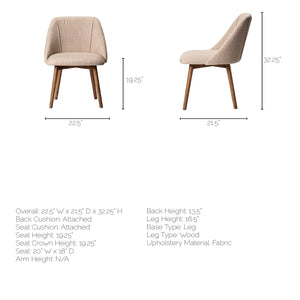 Cream Fabric Wrap with Brown Wooden Base Dining Chair