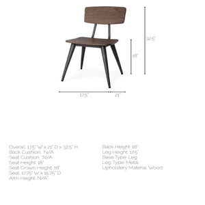 Medium Brown Solid Wood Seat with Grey Iron Base Dining Chair