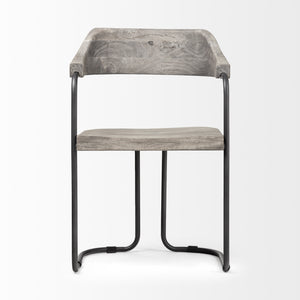 Grey Wooden Seat with Gunmetal Iron Frame Dining Chair