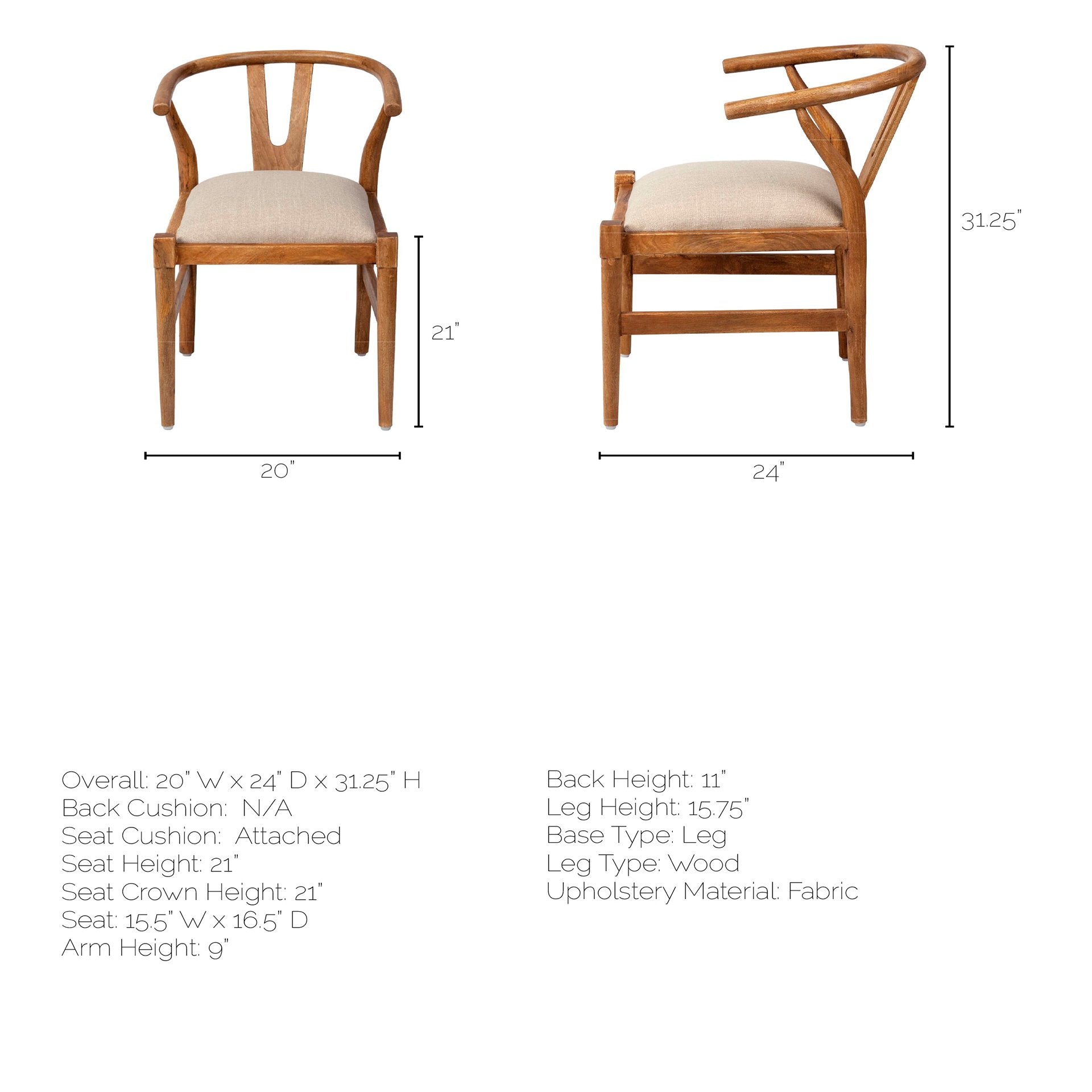 Natural Linen Seat with Light Brown Wooden Frame Dining Chair