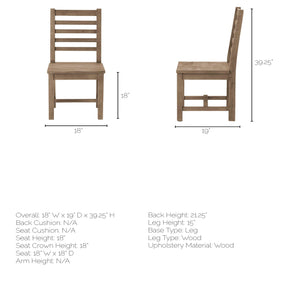 Brown Solid Wood Dining Chair
