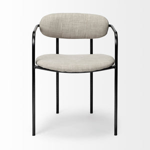 Beige Fabric Seat with Gun Metal Grey Iron Frame Dining Chair