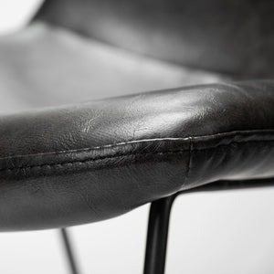 Black Faux Leather Seat with Black Iron Frame Dining Chair