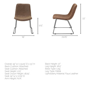 Brown Faux Leather Seat with Black Iron Frame Dining Chair